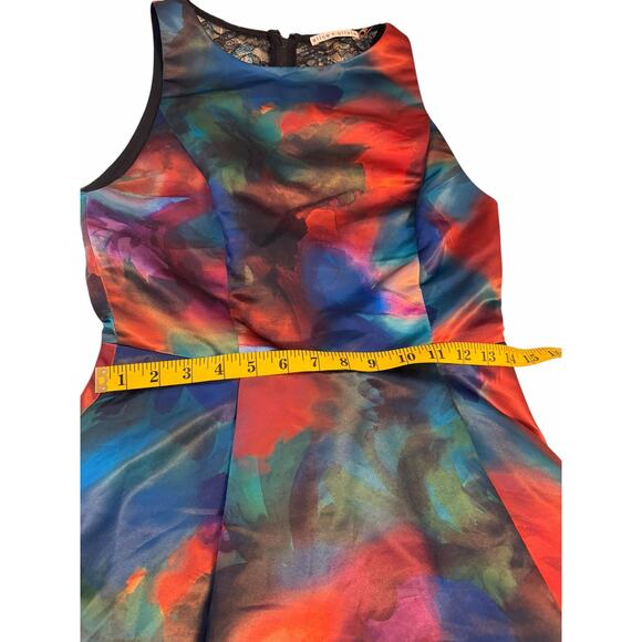 Alice + Olivia Multicolor Satin Dress with Lace Back Detail - Size 6 - Picture 6 of 16